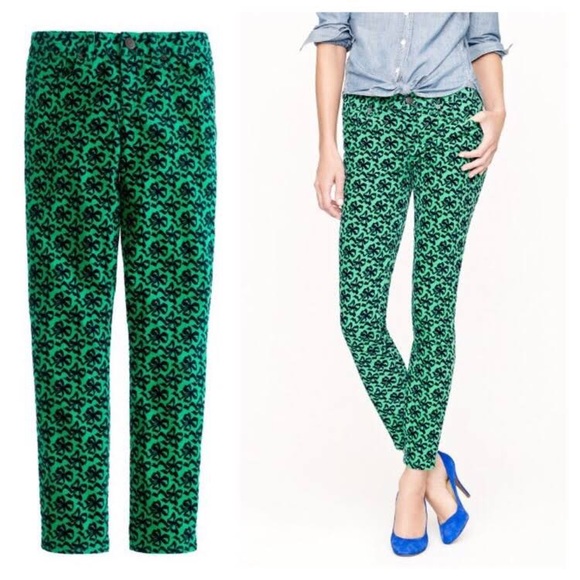 🎊HOST PICK 🎊 J. Crew Toothpick Cord in Ribbon Bow Print 27 Green and Navy